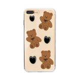Manitoba iPhone 7 Plus / 8 Plus Uyumlu Sevimli Ayıcık Tasarımlı Şeffaf Telefon Kılıfı, Silikon, Çok Renkli