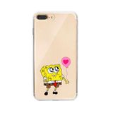 Manitoba iPhone 7 Plus / 8 Plus Uyumlu SpongeBob Tasarımlı Baskılı Şeffaf Silikon Telefon Kılıfı