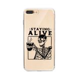 Manitoba iPhone 7 Plus / 8 Plus Uyumlu Staying Alive Tasarımlı Şeffaf Telefon Kılıfı