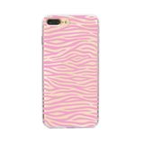 Manitoba iPhone 7 Plus / 8 Plus Uyumlu Zebra Desen Baskılı Şeffaf Silikon Telefon Kılıfı, Pembe
