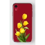Manitoba iPhone XR Uyumlu Baskılı Yumuşak Silikon Şeffaf Telefon Kılıfı, Sarı Lale Deseni
