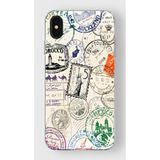 Manitoba iPhone X/XS Uyumlu Baskılı Yumuşak Silikon Şeffaf Telefon Kılıfı, Posta Pulu Deseni