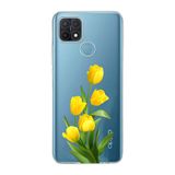 Manitoba Oppo A15 / A15S Uyumlu Baskılı Yumuşak Silikon Şeffaf Telefon Kılıfı, Sarı Çiçek Desen