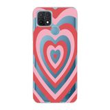 Manitoba Oppo A15 / A15S Uyumlu Baskılı Yumuşak Silikon Telefon Kılıfı, Kalp Deseni, Pembe-Kırmızı-Mavi