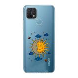 Manitoba Oppo A15/A15S ile Uyumlu Ay Güneş ve Gezegen Tasarımlı Baskılı Şeffaf Silikon Telefon Kılıfı