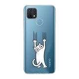 Manitoba Oppo A15/A15S ile Uyumlu Kedi Tasarımlı Baskılı Şeffaf Silikon Telefon Kılıfı