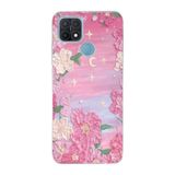 Manitoba Oppo A15/A15S ile Uyumlu Pastel Çiçekler Tasarımlı Baskılı Şeffaf Silikon Telefon Kılıfı