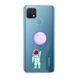 Manitoba Oppo A15/A15S Uyumlu Astronot Tasarımlı Baskılı Şeffaf Telefon Kılıfı