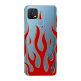 Manitoba Oppo A15/A15S Uyumlu Baskılı Yumuşak Silikon Şeffaf Telefon Kılıfı, Ateş Deseni