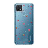 Manitoba Oppo A15/A15S Uyumlu Baskılı Yumuşak Silikon Şeffaf Telefon Kılıfı, Çilek ve Fiyonk Desen