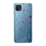 Manitoba Oppo A15/A15S Uyumlu Baskılı Yumuşak Silikon Şeffaf Telefon Kılıfı, Desen, Kırmızı