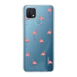 Manitoba Oppo A15/A15S Uyumlu Baskılı Yumuşak Silikon Şeffaf Telefon Kılıfı, Flamingo Desen