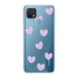 Manitoba Oppo A15/A15S Uyumlu Baskılı Yumuşak Silikon Şeffaf Telefon Kılıfı, Kalp Deseni
