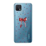 Manitoba Oppo A15/A15S Uyumlu Baskılı Yumuşak Silikon Şeffaf Telefon Kılıfı, Kalp Desenli
