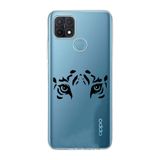 Manitoba Oppo A15/A15S Uyumlu Baskılı Yumuşak Silikon Şeffaf Telefon Kılıfı, Kaplan Deseni