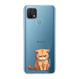 Manitoba Oppo A15/A15S Uyumlu Baskılı Yumuşak Silikon Şeffaf Telefon Kılıfı, Kedi Deseni