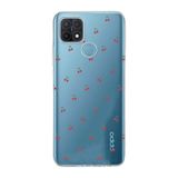 Manitoba Oppo A15/A15S Uyumlu Baskılı Yumuşak Silikon Şeffaf Telefon Kılıfı, Kiraz Deseni