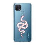 Manitoba Oppo A15/A15S Uyumlu Baskılı Yumuşak Silikon Şeffaf Telefon Kılıfı, Kırmızı Yılan Deseni