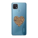 Manitoba Oppo A15/A15S Uyumlu Baskılı Yumuşak Silikon Şeffaf Telefon Kılıfı, Leopar Desen