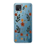 Manitoba Oppo A15/A15S Uyumlu Baskılı Yumuşak Silikon Şeffaf Telefon Kılıfı, Mavi Çiçek Desen