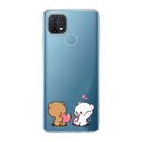 Manitoba Oppo A15/A15S Uyumlu Baskılı Yumuşak Silikon Şeffaf Telefon Kılıfı, Mavi, Çift Ayı Desen