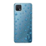 Manitoba Oppo A15/A15S Uyumlu Baskılı Yumuşak Silikon Şeffaf Telefon Kılıfı, Mavi Kelebek Desen