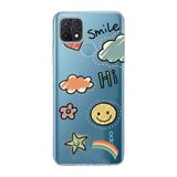 Manitoba Oppo A15/A15S Uyumlu Baskılı Yumuşak Silikon Şeffaf Telefon Kılıfı, Mavi, Smile Desen