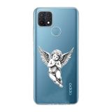 Manitoba Oppo A15/A15S Uyumlu Baskılı Yumuşak Silikon Şeffaf Telefon Kılıfı, Melek Deseni