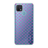 Manitoba Oppo A15/A15S Uyumlu Baskılı Yumuşak Silikon Şeffaf Telefon Kılıfı, Pembe Kalp Desen