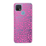 Manitoba Oppo A15/A15S Uyumlu Baskılı Yumuşak Silikon Şeffaf Telefon Kılıfı, Pembe Leopar Desen