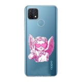 Manitoba Oppo A15/A15S Uyumlu Baskılı Yumuşak Silikon Şeffaf Telefon Kılıfı, Pembe Melek Deseni