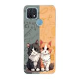 Manitoba Oppo A15/A15S Uyumlu Baskılı Yumuşak Silikon Telefon Kılıfı, Kedi Deseni