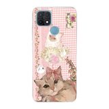 Manitoba Oppo A15/A15S Uyumlu Baskılı Yumuşak Silikon Telefon Kılıfı, Pembe, Kedi Desenli