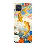 Manitoba Oppo A15/A15S Uyumlu Baskılı Yumuşak Silikon Telefon Kılıfı, Şeffaf, Balık Desenli