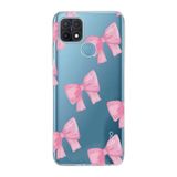 Manitoba Oppo A15/A15S Uyumlu Fiyonklar Tasarımlı Baskılı Şeffaf Telefon Kılıfı, Pembe