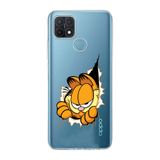 Manitoba Oppo A15/A15S Uyumlu Garfield Tasarımlı Baskılı Şeffaf Telefon Kılıfı