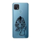 Manitoba Oppo A15/A15S Uyumlu Kaplan Tasarımlı Baskılı Şeffaf Telefon Kılıfı