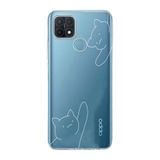 Manitoba Oppo A15/A15S Uyumlu Kediler Tasarımlı Baskılı Şeffaf Telefon Kılıfı