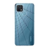 Manitoba Oppo A15/A15S Uyumlu Örümcek Ağı Tasarımlı Baskılı Şeffaf Telefon Kılıfı