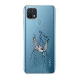 Manitoba Oppo A15/A15S Uyumlu Yıldırım Tasarımlı Baskılı Şeffaf Silikon Telefon Kılıfı