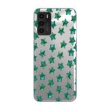 Manitoba Oppo A16 / A55 ile Uyumlu Baskılı Yumuşak Silikon Şeffaf Telefon Kılıfı, Yeşil Yıldız Desen
