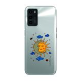Manitoba Oppo A16 / A55 Uyumlu Ay Güneş ve Gezegen Tasarımlı Baskılı Şeffaf Telefon Kılıfı