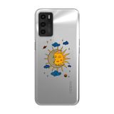 Manitoba Oppo A16 / A55 Uyumlu Baskılı Yumuşak Silikon Şeffaf Telefon Kılıfı, Güneş ve Ay Deseni