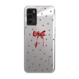 Manitoba Oppo A16 / A55 Uyumlu Baskılı Yumuşak Silikon Şeffaf Telefon Kılıfı, Kırmızı Kalp Desen