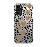 Manitoba Oppo A16 / A55 Uyumlu Baskılı Yumuşak Silikon Şeffaf Telefon Kılıfı, Leopar Desen, Kalp Motifi