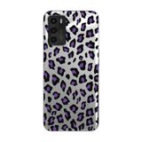 Manitoba Oppo A16 / A55 Uyumlu Baskılı Yumuşak Silikon Şeffaf Telefon Kılıfı, Leopar Desen, Siyah-Mor