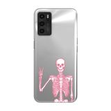 Manitoba Oppo A16 / A55 Uyumlu Baskılı Yumuşak Silikon Şeffaf Telefon Kılıfı, Pembe Iskelet Deseni