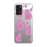 Manitoba Oppo A16 / A55 Uyumlu Baskılı Yumuşak Silikon Şeffaf Telefon Kılıfı, Pembe Kalp Deseni