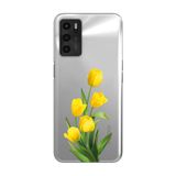 Manitoba Oppo A16 / A55 Uyumlu Baskılı Yumuşak Silikon Şeffaf Telefon Kılıfı, Sarı Çiçek Desen