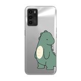 Manitoba Oppo A16 / A55 Uyumlu Baskılı Yumuşak Silikon Şeffaf Telefon Kılıfı, Yeşil Dinozor Desen
